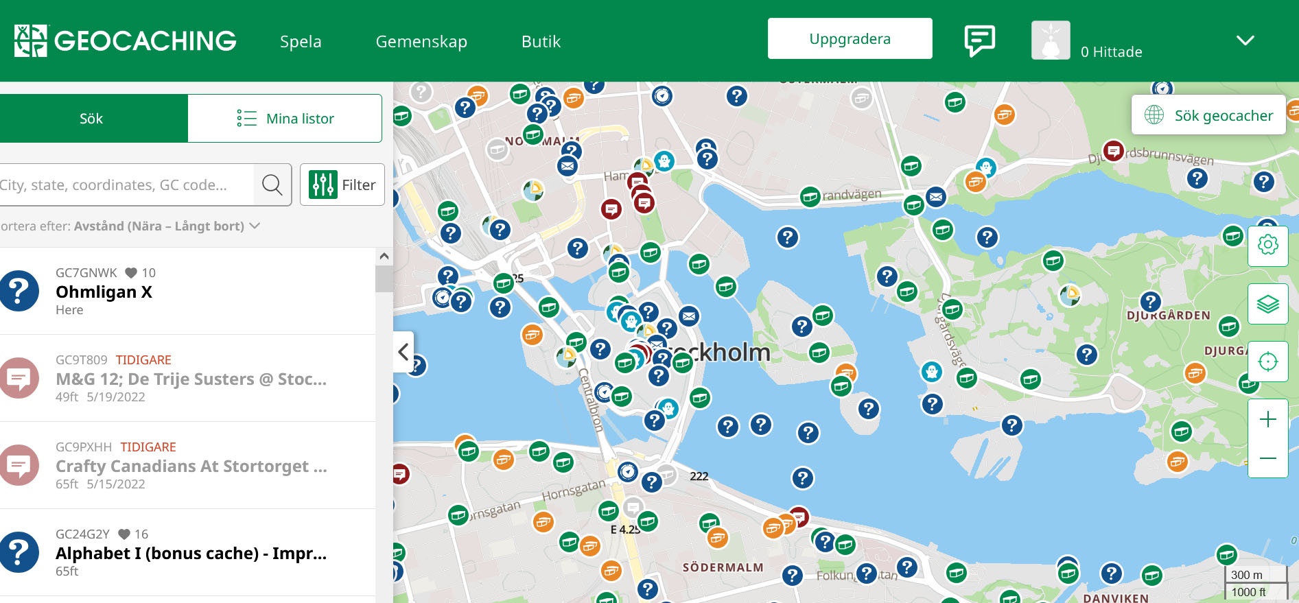 Skärmdump av kartvyn.
